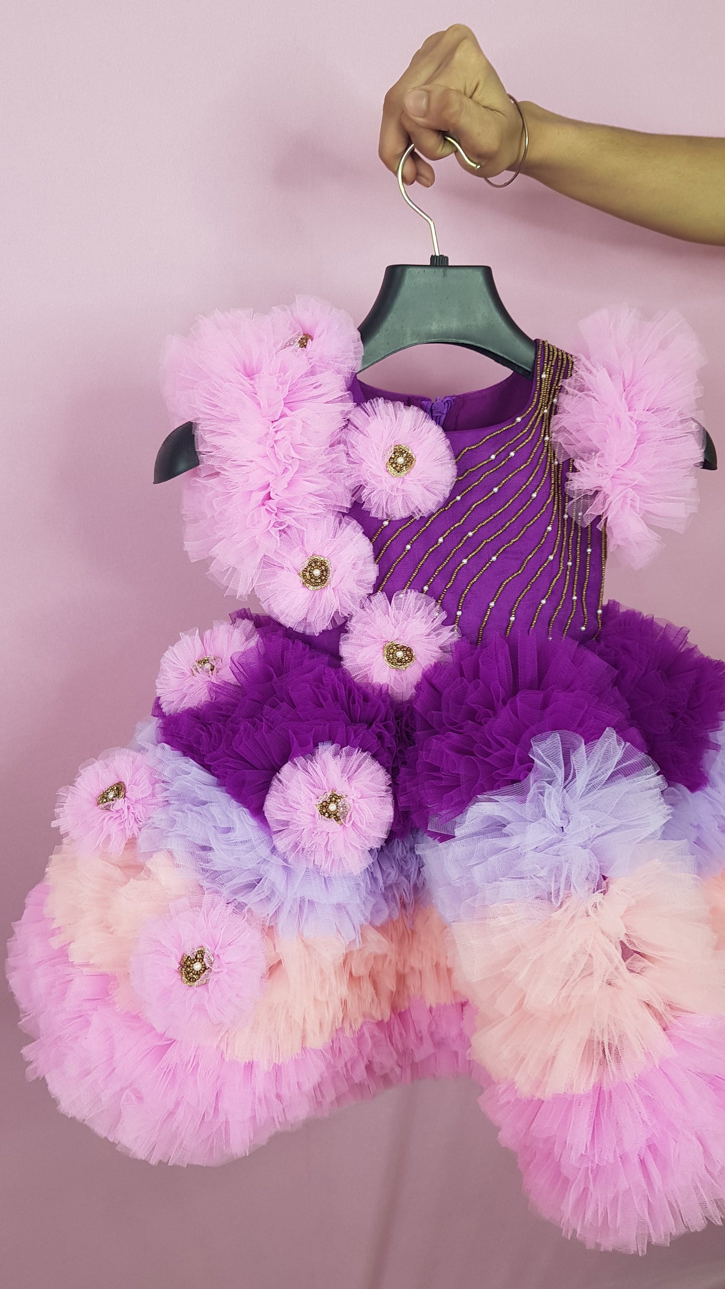 Multicolour Rainbow Unicorn Styled Birthday Party Dress