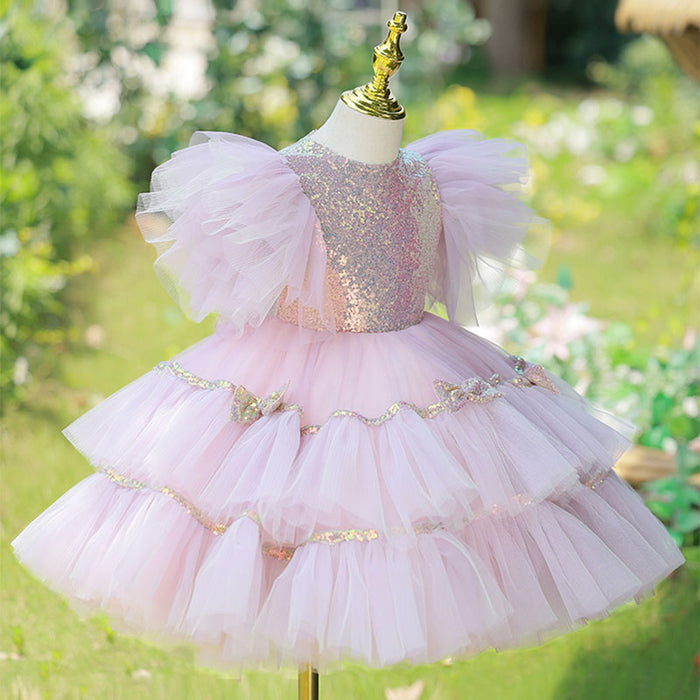 Sequin Birthday Party Dress With Wing Shoulders