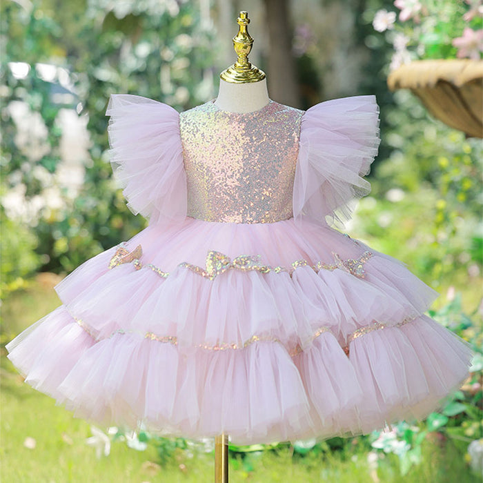 Sequin Birthday Party Dress With Wing Shoulders