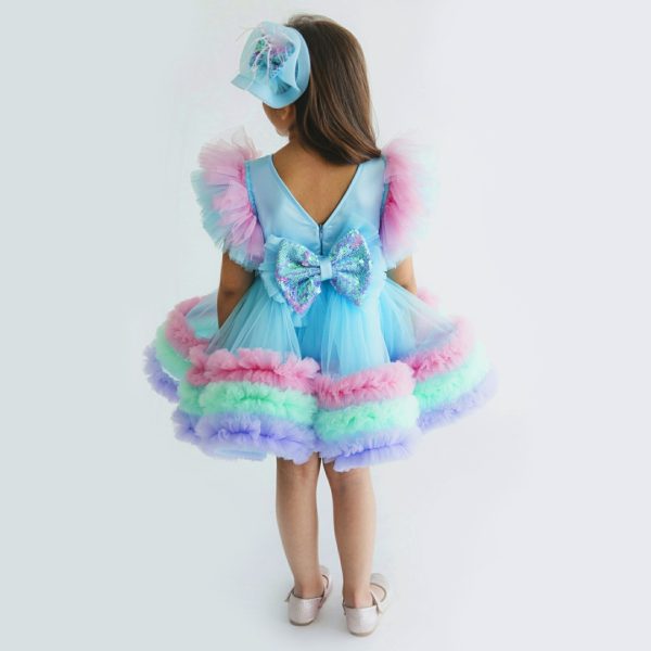 Multicolour Rainbow Unicorn Styled Birthday Party Dress