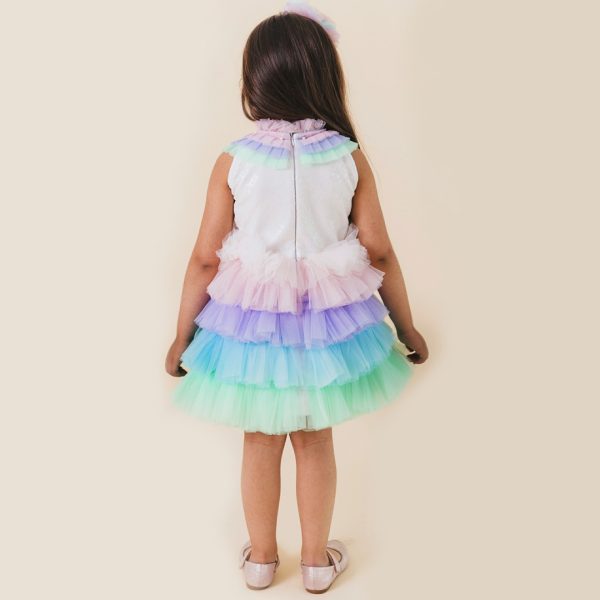 Multicolour Rainbow Unicorn Styled Birthday Party Dress
