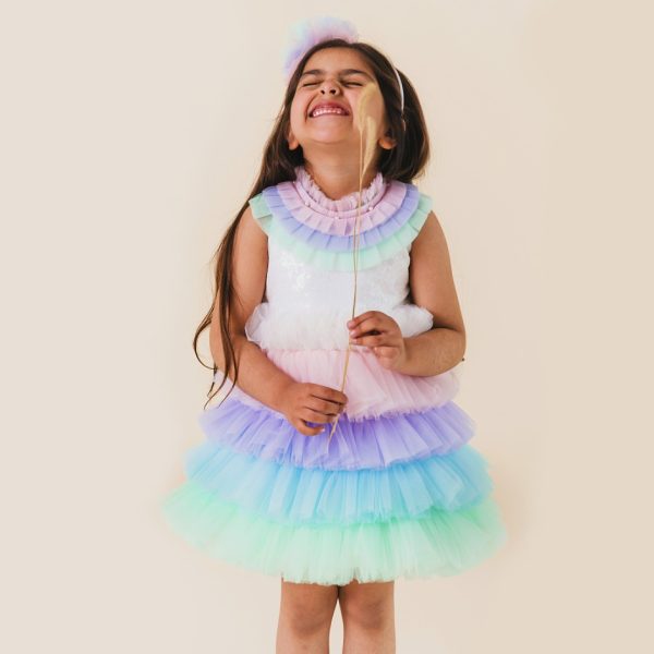 Multicolour Rainbow Unicorn Styled Birthday Party Dress