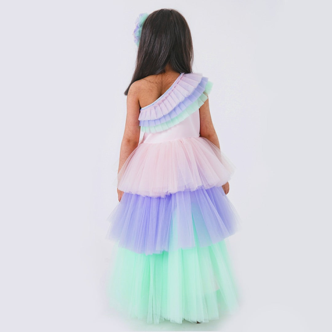 Multicolour Rainbow Unicorn Styled Birthday Party Dress