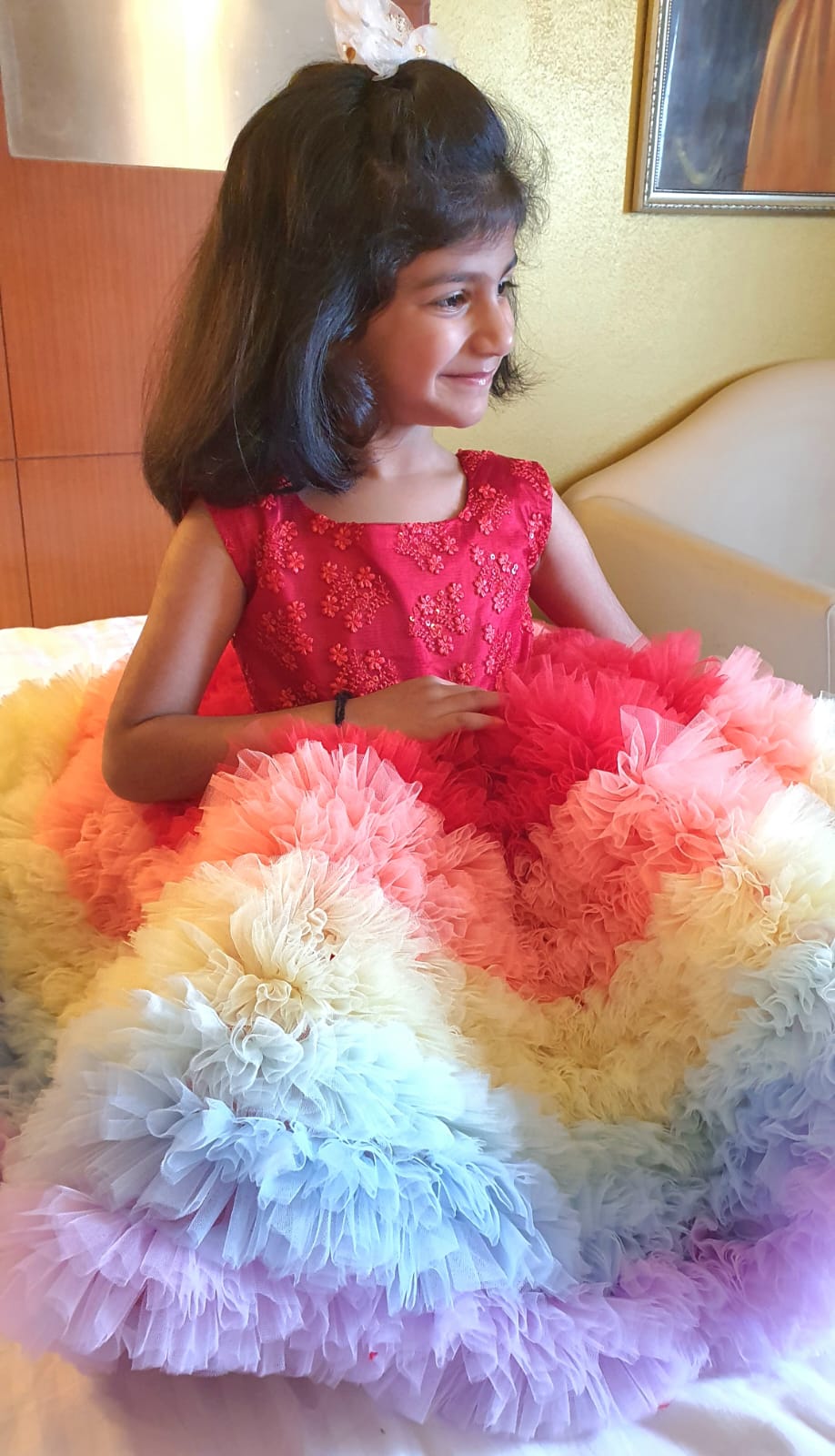 Multicolour Rainbow Unicorn Styled Birthday Party Dress